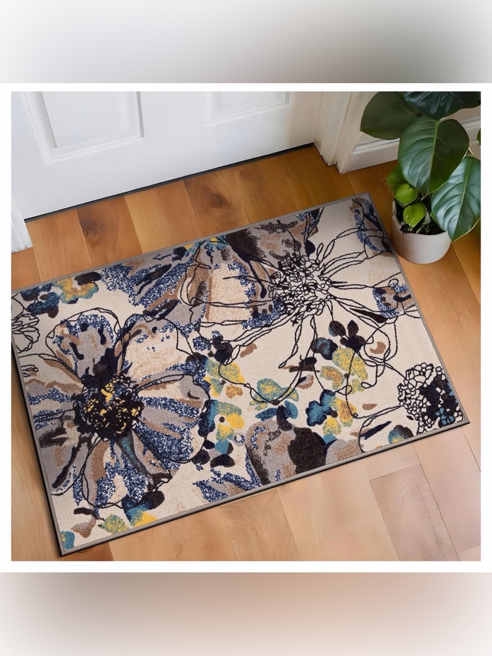 Floral Non-Skid Door Mat/Area Rug (NEW)